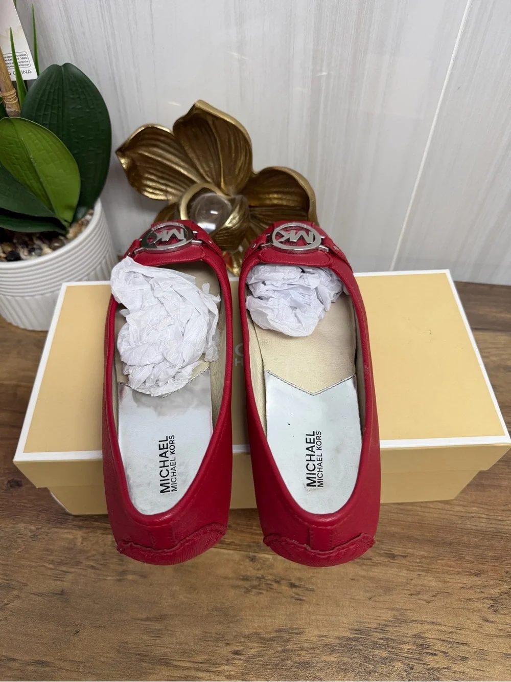 Michael Kors Women's Red Logo Ballet Flats